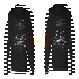 Cottagecore エステティックフォックス キャンプファイヤー キツネ サンセット 長袖Tシャツ - Kawaiitshirt