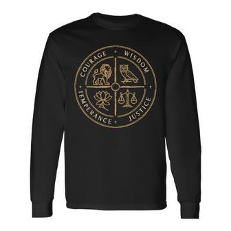 Courage Wisdom Justice Marcus Aurelius Stoicism Stoic Long Sleeve T-Shirt - Thegiftio UK