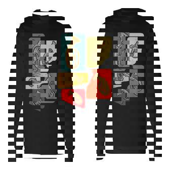 Creative Tenor Horn ビンテージ レトロ アートワーク テナーホルン奏者 長袖Tシャツ - Kawaiitshirt