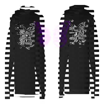 Crohns Awareness Together We Rise パープルリボン バタフライ 長袖Tシャツ - Kawaiitshirt