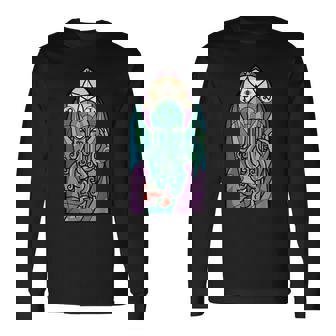 Cthulhu Iglesiaidrieras Cósmico Horror Divertido Monstruo Camiseta de manga larga - Regaloses