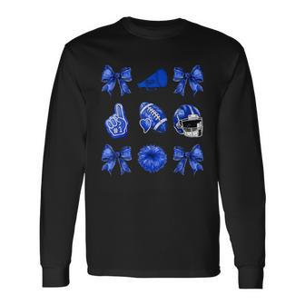 Cute Coquette Bow Game Day American Football Player Coaches Long Sleeve T-Shirt - Thegiftio UK