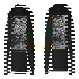 Cute Elephant Africa Van Gogh Style Starry Night Long Sleeve T-Shirt - Thegiftio