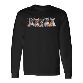 Cute French Bulldog Halloween Costume Frenchie Dog Ghost Long Sleeve T-Shirt - Thegiftio