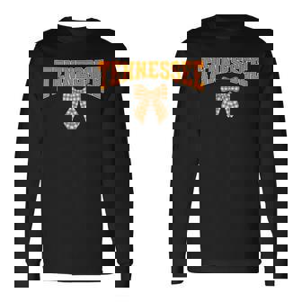 Cute Tennessee Bow – Orange And White Checkered Long Sleeve T-Shirt | Mazezy