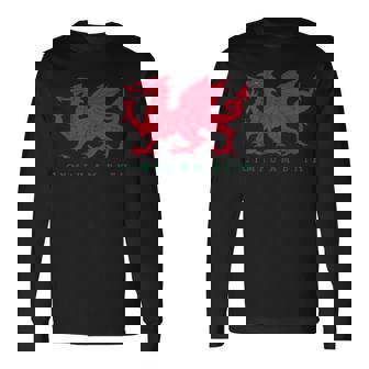Cymru Am Byth ウェールズ ラグビー ドラゴンウェールズ プレイヤープライドギフト 長袖Tシャツ - Kawaiitshirt