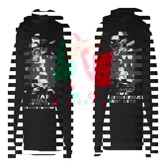 Dabbing Boy Mexico Hispanic Heritage Month Mexico Flag Long Sleeve T-Shirt | Mazezy