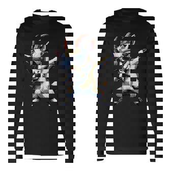 Dabbing Goat Sunglasses Animal Long Sleeve T-Shirt - Monsterry