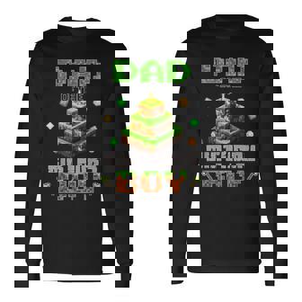 Dad Of The Birthday Boy Party Video Gamer Pixel Number Long Sleeve T-Shirt | Mazezy