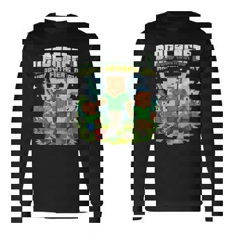Dad Dadcraft Gamer For Happy Father's Day Gaming Pixel Long Sleeve T-Shirt | Mazezy