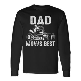 Dad Mows Best Riding Mower Retro Mowing Dad Long Sleeve T-Shirt - Thegiftio UK