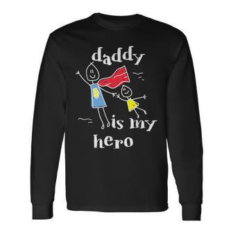 Daddy Is My Herouper Dad 手描き 長袖Tシャツ - Kawaiitshirt