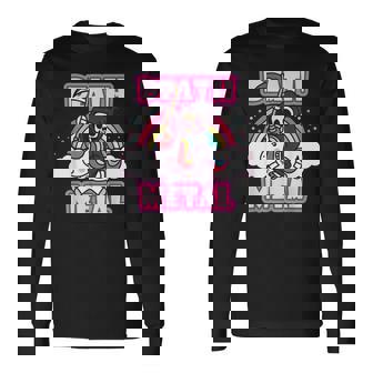 Death Metal Grim Reaper ピンクユニコーン ファニーヘビーメタル 長袖Tシャツ - Kawaiitshirt