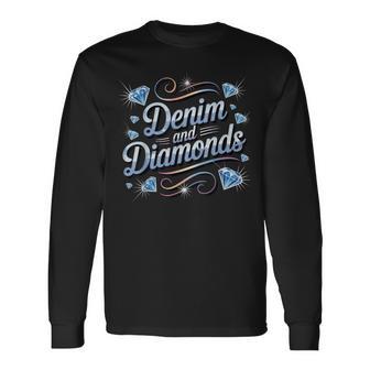 Denim And Diamonds For Ladies Denim With Diamonds Women's Long Sleeve T-Shirt - Thegiftio UK