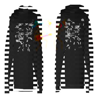 Dia De Los Muertos スケルトン ダンシング スカル 死者の日 長袖Tシャツ - Kawaiitshirt