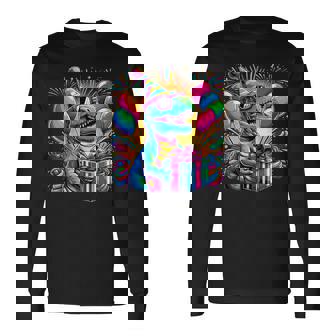 Dinosaur Birthday Party T-Rex Retro Dinosaur Long Sleeve T-Shirt - Seseable