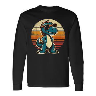 Dinosaur T-Rex Retro Dinosaur Long Sleeve T-Shirt - Thegiftio UK