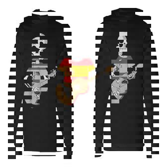 Divertido Esqueleto Guitarra España Bandera España Divertido Esqueleto Meme Camiseta de manga larga - Regaloses
