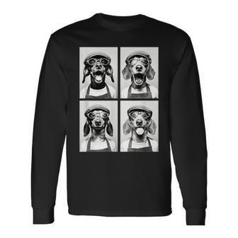 Divertidos Perrosalchicha Con Gafas Deol Amantes Café Camiseta de manga larga - Regaloses
