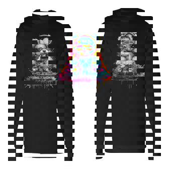 Dj Music Ours En Peluche Coloré Avec Lunettes Deoleil T-shirt à manches longues - Cadeauxyz