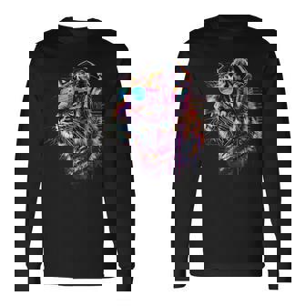 Dj Tiger ミュージックヘッドフォン ハウス ビートメーカー 音楽プロデューサー 長袖Tシャツ - Kawaiitshirt