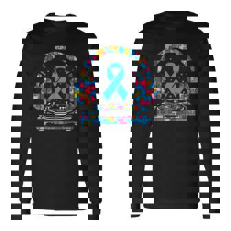Dj ヘッドフォン パズル 自閉症啓発 自閉症 レディース メンズ 長袖Tシャツ - Kawaiitshirt
