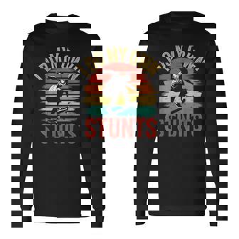 I Do My Owntunts 面白いスケートボード ヴィンテージスケートボード 長袖Tシャツ - Kawaiitshirt