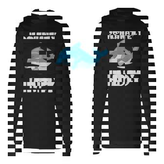 Dolphinately Happy ドルフィンズ イルカ 哺乳類 海 Dolphin ドルフィン 長袖Tシャツ - Kawaiitshirt