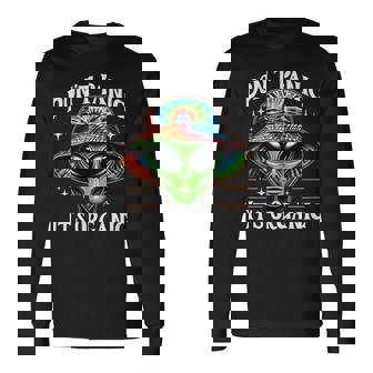 Don't Panic It's Organic Alien Ufo 面白いプリント 長袖Tシャツ - Kawaiitshirt