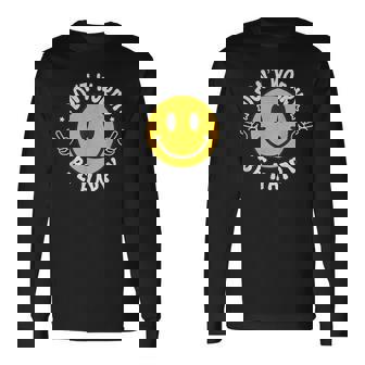 Don't Worry We Be Happymile Face レトロ グルービー 70年代 長袖Tシャツ - Kawaiitshirt