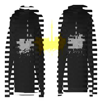 Dortmundkyline ドルトムントのスカイライン 黄色い絵 ドルトムント好きにはたまらないファンアート 長袖Tシャツ - Kawaiitshirt