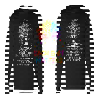 Each Dot Matters Colorful Polka Dot Tree Happy Dot Day 2025 Long Sleeve T-Shirt | Mazezy