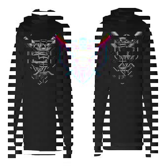 Dripping Baseball Catcher Mask Baseball Fan Street Style Long Sleeve T-Shirt - Thegiftio UK