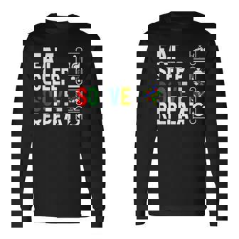 Eatleepolve Repeat キューブゲーム ルービックtシャツ 長袖Tシャツ - Kawaiitshirt