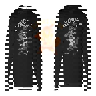 Elbows Up Eh Beaver ベースボール ファニーカナダデー 長袖Tシャツ - Kawaiitshirt