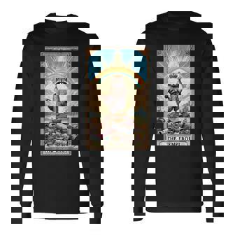 The Emperor 面白いアライグマ タロットカード ミスティックアライグマ 長袖Tシャツ - Kawaiitshirt