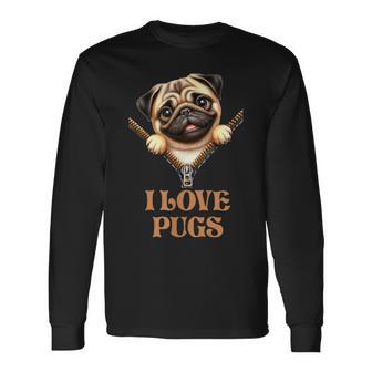 Me Encantan Los Pugs Camiseta de manga larga - Regaloses