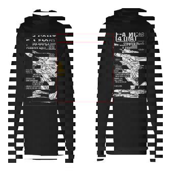 F-14 Tomcat Us American Carrier航空機 ブループリント 長袖Tシャツ - Kawaiitshirt