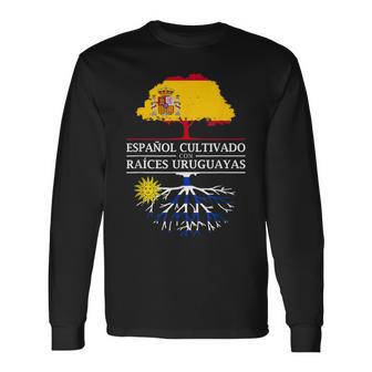 Family Heritage Uruguay Hombre - Manga Corta Jersey Regular Fit Diseño De Bandera Dual Importado Camiseta de manga larga - Regaloses