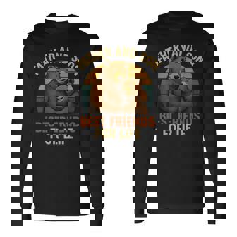 Father And Son Best Friends For Life Papa Bear Retro Sunset Long Sleeve T-Shirt - Monsterry