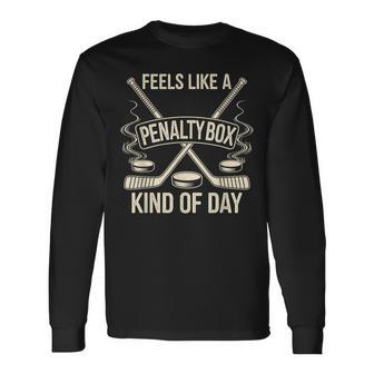 Feels Like A Penalty Box Kind Of Day Black Small Modern Football Humor For Football Fans All Ages Long Sleeve T-Shirt - Thegiftio UK