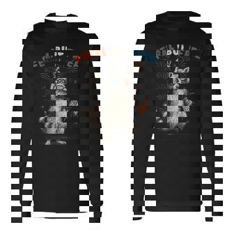 Feral But Free Raccoon 4Th Of July Trash-Panda Retro Long Sleeve T-Shirt - Thegiftio