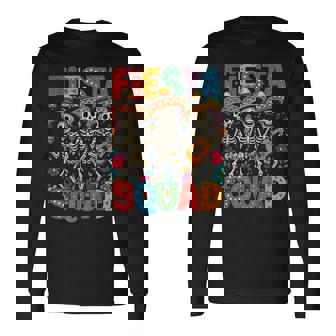Fiesta Squad Skeleton Cinco De Mayo Fiesta Mexican Long Sleeve T-Shirt - Thegiftio