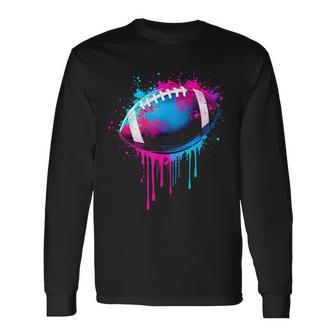 Football Drip For Boys Tie Dye Colorful Football Game Day Long Sleeve T-Shirt - Thegiftio UK