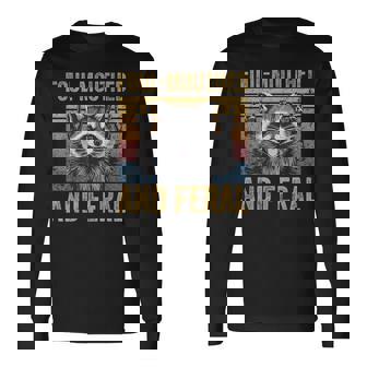 Foul Mouthed And Feral Raccoon Feral Summer Meme Vintage Long Sleeve T-Shirt - Thegiftio UK