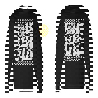 Four Ever Wild 4 Year Old Birthday Happy Dude Checkered Long Sleeve T-Shirt - Thegiftio