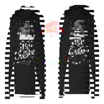 Frohe Weihnachten Lichter Rote Weihnachtsmannmützechnee Xmas Outfit Familie Langarmshirts - Geschenkecke