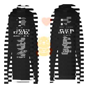 Baby Beavers Minimalist Cute I Love Beaver 長袖Tシャツ - Kawaiitshirt