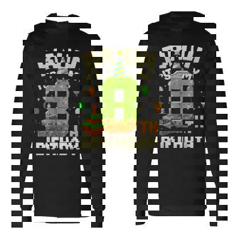 Birthday Boy Bruh It's My 8Th Birthday Game Pixel Long Sleeve T-Shirt - Monsterry