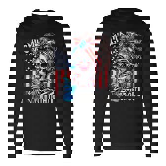 Chill The Fourth Out Skeleton Retro 4Th Of July Long Sleeve T-Shirt | Mazezy
